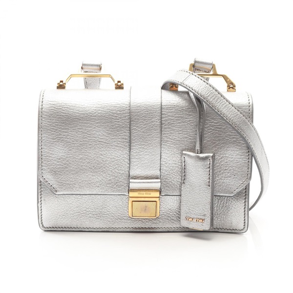 Miu Miu MADRAS Madras Crossbody Shoulder Bag 5BH609 leather Silver Gold Used