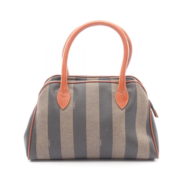 FENDI Pecan Handbag 14107 PVC coated canvas leather Black Brown Used Women