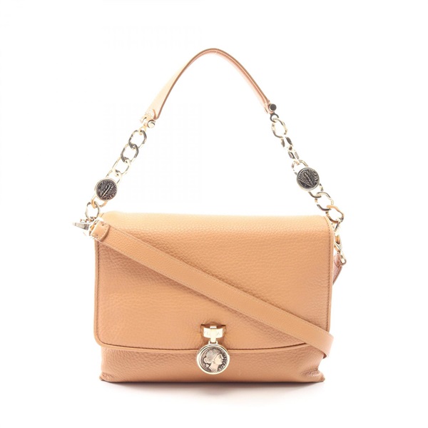 BVLGARI Monate 2Way Shoulder Handbag 35549 leather Beige Used Women