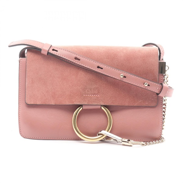 Chloe FAYE Small Crossbody Shoulder Bag leather Suede Pink Used Women