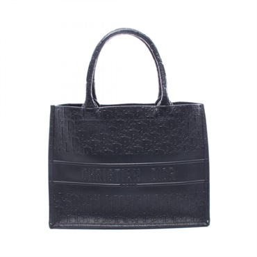 Christian Dior BOOK TOTE Medium Oblique Handbag leather Black Used Women