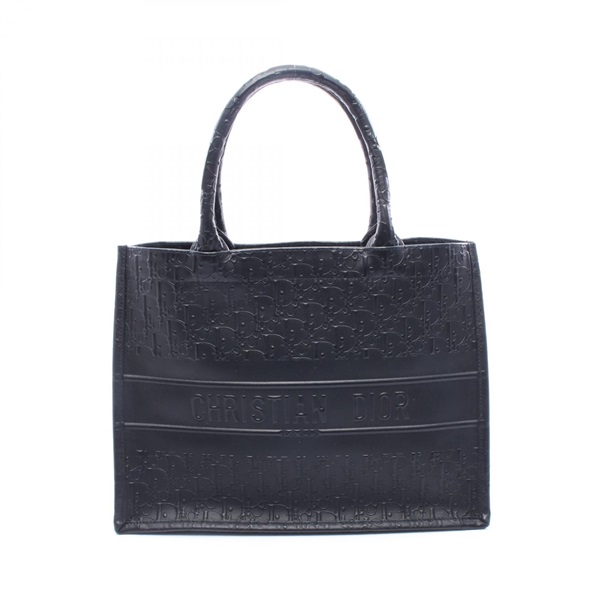 Christian Dior BOOK TOTE Medium Oblique Handbag leather Black Used Women