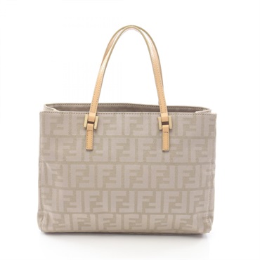 FENDI Zucca Tote Handbag 8BH072 canvas leather Beige Used Women FF