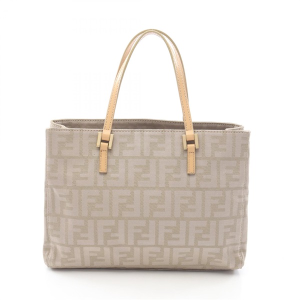 FENDI Zucca Tote Handbag 8BH072 canvas leather Beige Used Women FF