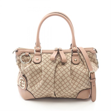 GUCCI Sukey Diamante Shoulder Crossbody Handbag 247902 canvas leather Beige Used