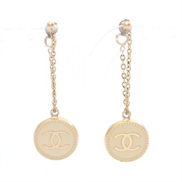 CHANEL COCO Mark Circle Pierced earrings Gold Plated Used