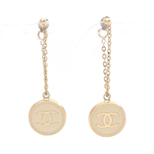 CHANEL COCO Mark Circle Pierced earrings Gold Plated Used
