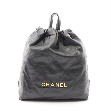 CHANEL Chanel 22 Large Chain Rucksack Backpack AS3313 leather Black GHW Used CC