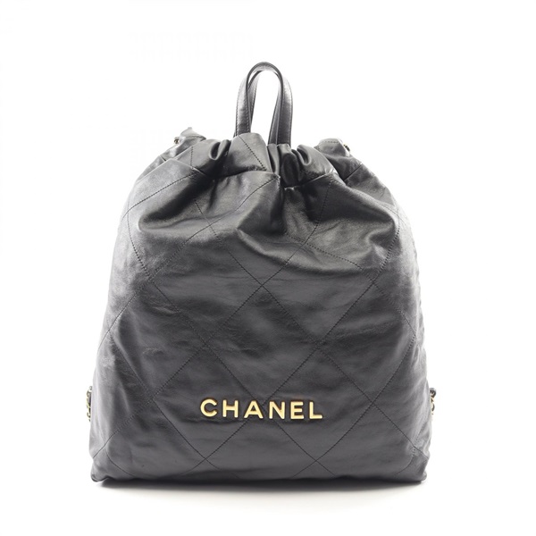CHANEL Chanel 22 Large Chain Rucksack Backpack AS3313 leather Black GHW Used CC