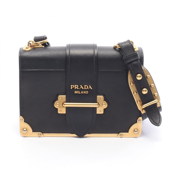 PRADA Cahier Shoulder Crossbody Bag 1BD045 leather Saffiano leather Black Used