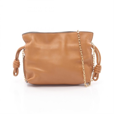 LOEWE Nano Flamenco Clutch Chain Shoulder Bag leather Brown Used Women GHW