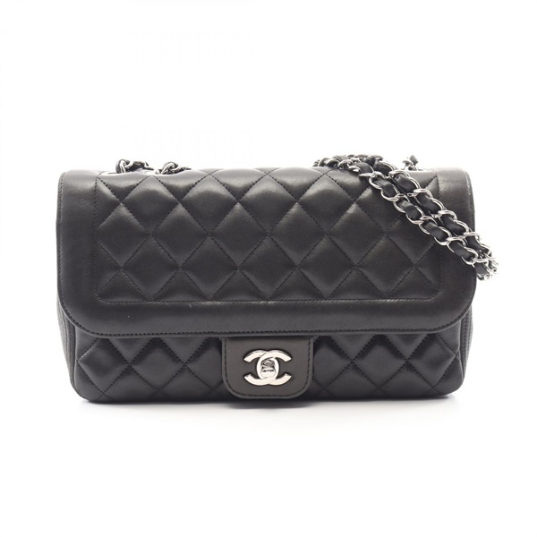CHANEL Matelasse chain Shoulder Bag Lambskin leather Black Used Women SHW