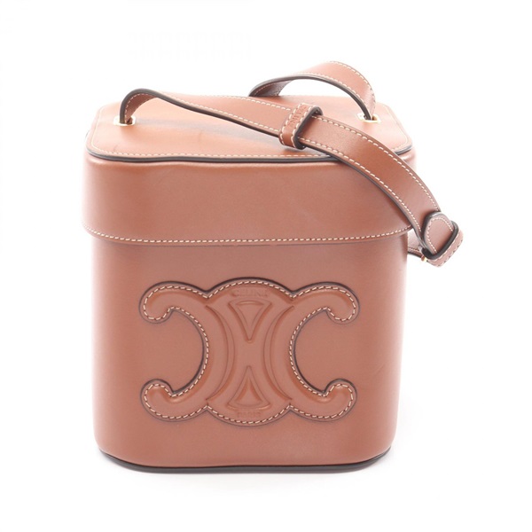 CELINE Cuir Triomphe Medium Box Shoulder Bag leather Brown Used Women