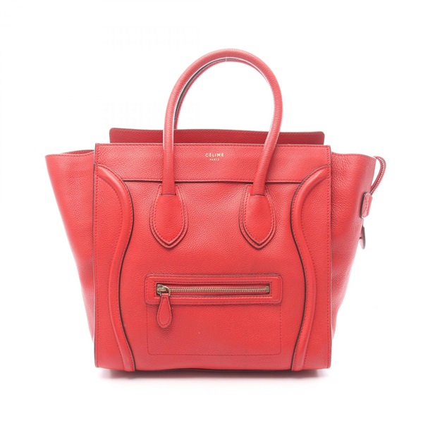 CELINE Luggage mini shopper Tote Handbag 189213 leather Red Used Women