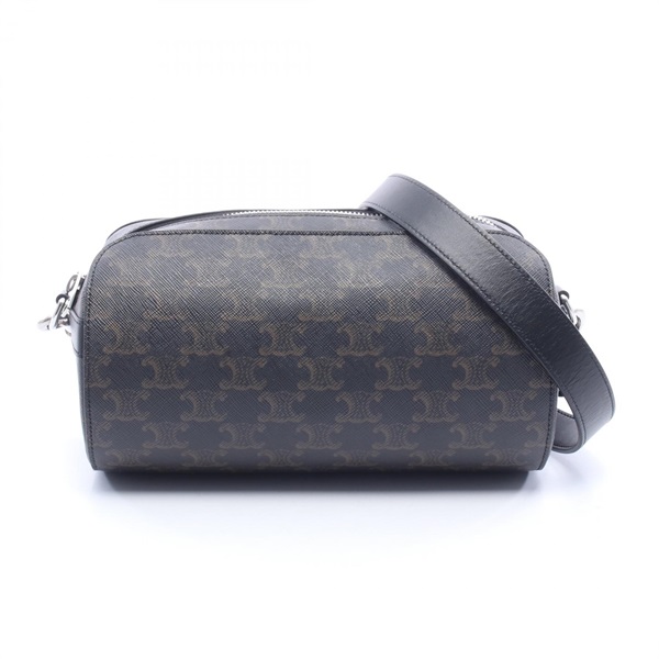 CELINE Triomphe Shoulder Crossbody Bag 116382EVJ canvas leather Black Brown Used