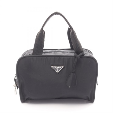 PRADA DILIGENZA Triangle logo Zipper Handbag B7566 Nylon Black Used Women