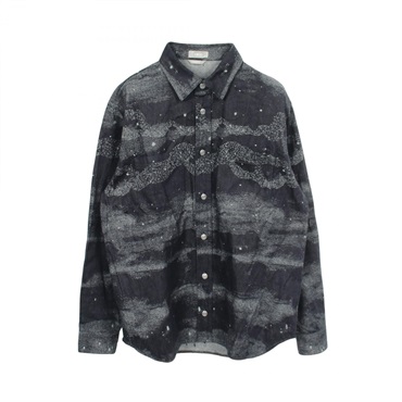 Christian Dior HOMME × Peter Doig Shirt cotton Navy Gray #38 Used mens