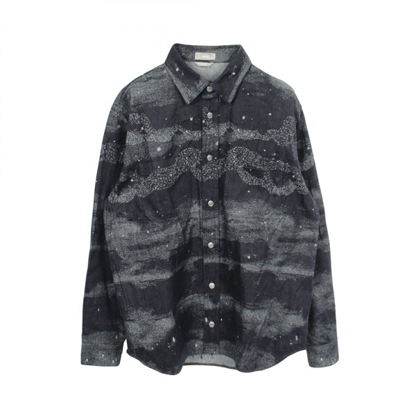Christian Dior HOMME × Peter Doig Shirt cotton Navy Gray #38 Used mens
