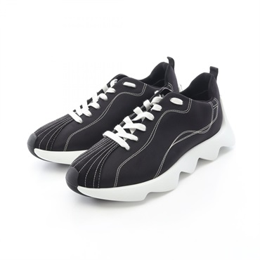 HERMES Envol Sneakers Suede Fabric Black White Used mens size 40