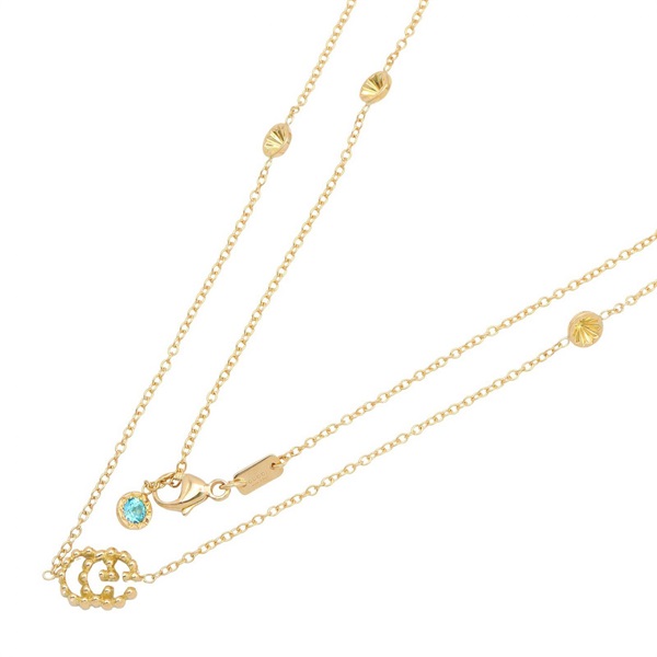 GUCCI GG Running Blue Topaz Necklace 18KYG Yellow Gold Blue Used 90cm