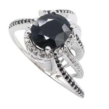 KARATI Diamond Sapphire Ring Ring Black Used women US size 8