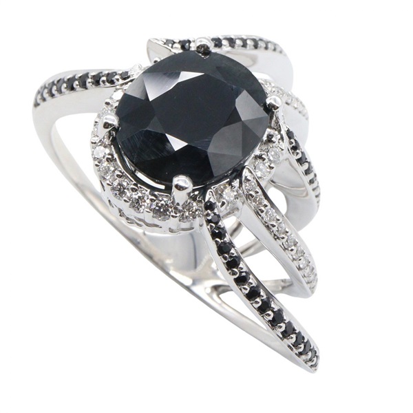 KARATI Diamond Sapphire Ring Ring Black Used women US size 8