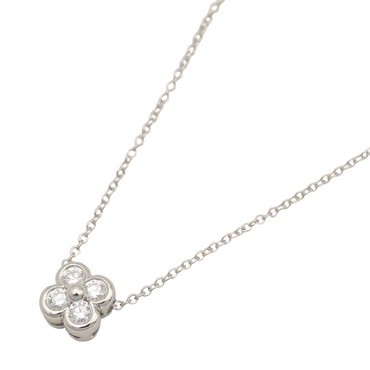 TIFFANY＆CO 4 Bezel Diamond Pt950 Platinum Necklace Pendant Clear Used Women