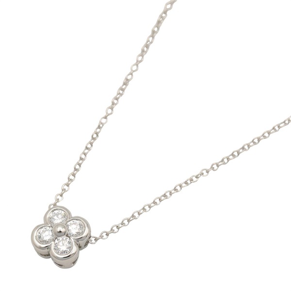 TIFFANY＆CO 4 Bezel Diamond Pt950 Platinum Necklace Pendant Clear Used Women