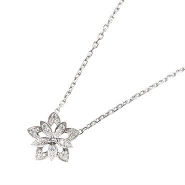 Van Cleef & Arpels Lotus Diamond Mini Necklace 18KWG White Gold Used women