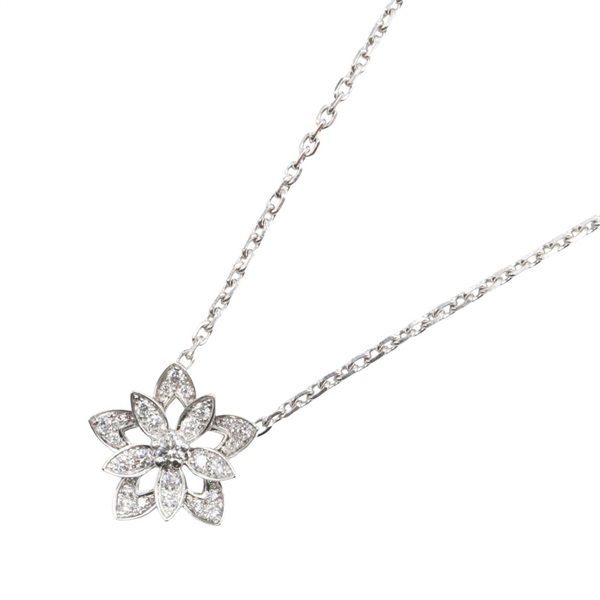 Van Cleef & Arpels Lotus Diamond Mini Necklace 18KWG White Gold Used women
