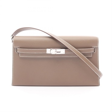 HERMES kelly elan Shoulder Bag Madamu leather Etoupe Grey Used Women K SHW