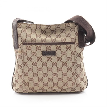 GUCCI GG canvas Shoulder Crossbody Bag 122793 leather Beige Brown Used Women
