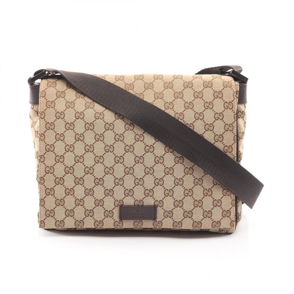 GUCCI GG canvas Shoulder crossbody Bag 146236 leather Beige Brown Used Women