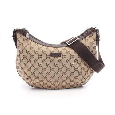 GUCCI GG canvas Shoulder crossbody Bag 181092 canvas leather Beige Brown Used