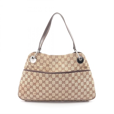 GUCCI GG canvas Shoulder Handbag 121023 leather Beige Brown Used Women