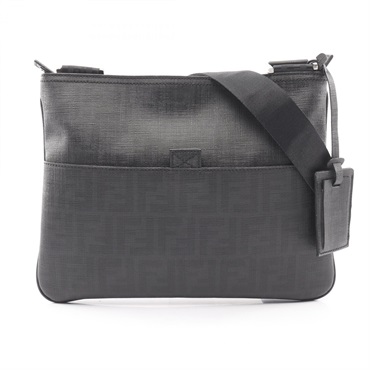 FENDI Zucca Shoulder crossbody messenger Bag canvas Black Used Women