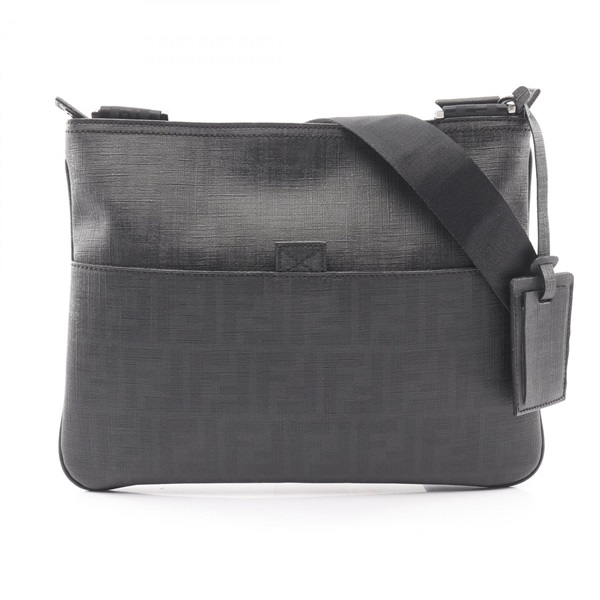 FENDI Zucca Shoulder crossbody messenger Bag canvas Black Used Women