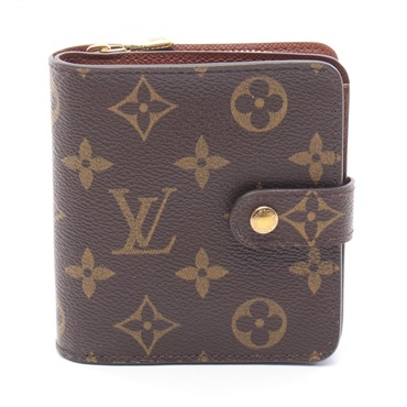 LOUIS VUITTON Compact Zip Bi-fold Wallet Purse M61667 Monogram canvas Brown Used