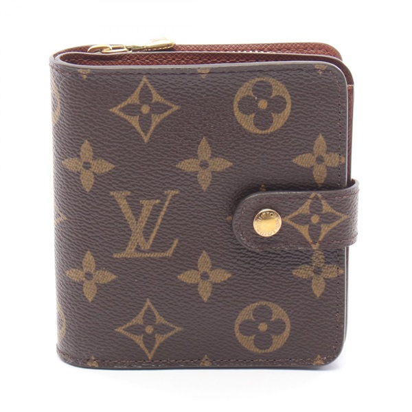LOUIS VUITTON Compact Zip Bi-fold Wallet Purse M61667 Monogram canvas Brown Used