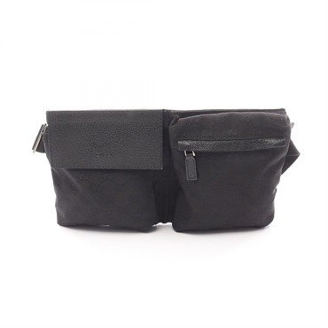 GUCCI GG canvas Waist Belt Bum Bag 28566 canvas leather Black Used unisex