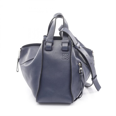LOEWE HAMMOCK SMALL Shoulder Handbag leather Navy Used Women