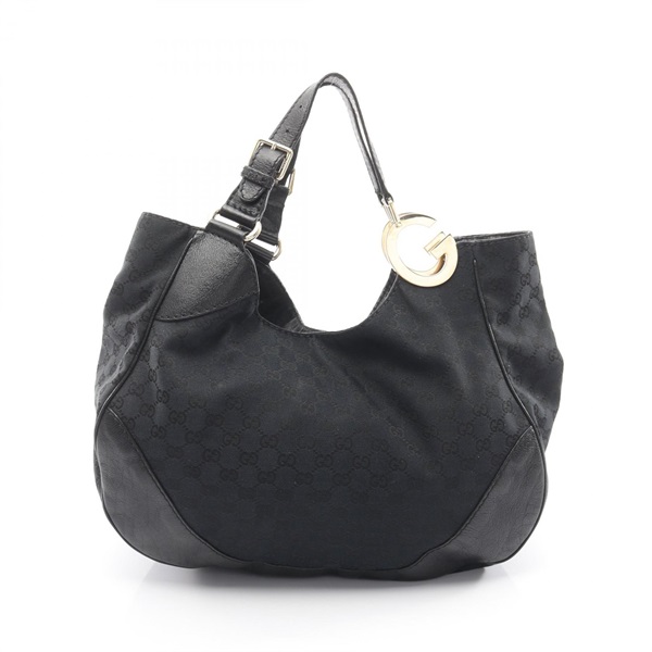 GUCCI GG canvas Shoulder Handbag 203504 canvas leather Black Used Women