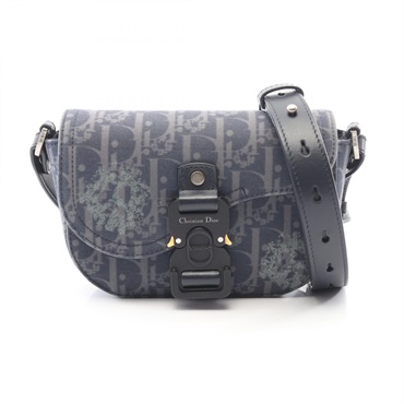 Christian Dior Saddle Tears Flap Messenger /Mini Shoulder Bag canvas Navy Used