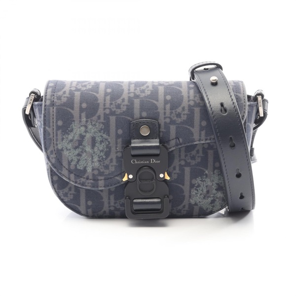 Christian Dior Saddle Tears Flap Messenger /Mini Shoulder Bag canvas Navy Used