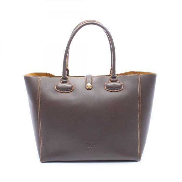 LOEWE Leo Tote Hand Bag leather Gray Used Women