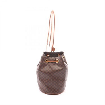 CELINE Macadam Rucksack Backpack PVC coated canvas leather Brown Used Women