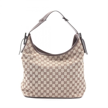 GUCCI GG canvas Shoulder Bag 106242 leather Beige Brown Used Women