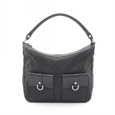 GUCCI GG Shoulder Handbag 293581 Nylon leather Black Used Women