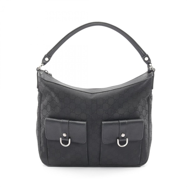 GUCCI GG Shoulder Handbag 293581 Nylon leather Black Used Women