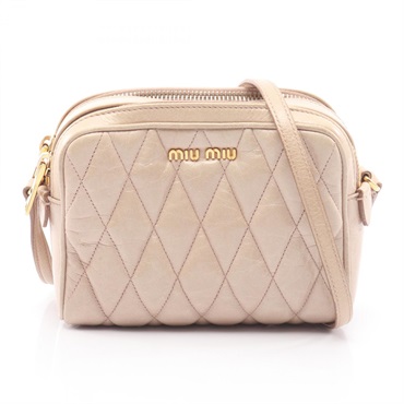 Miu Miu MATELASSE Crossbody Shoulder Bag leather Beige Used Women